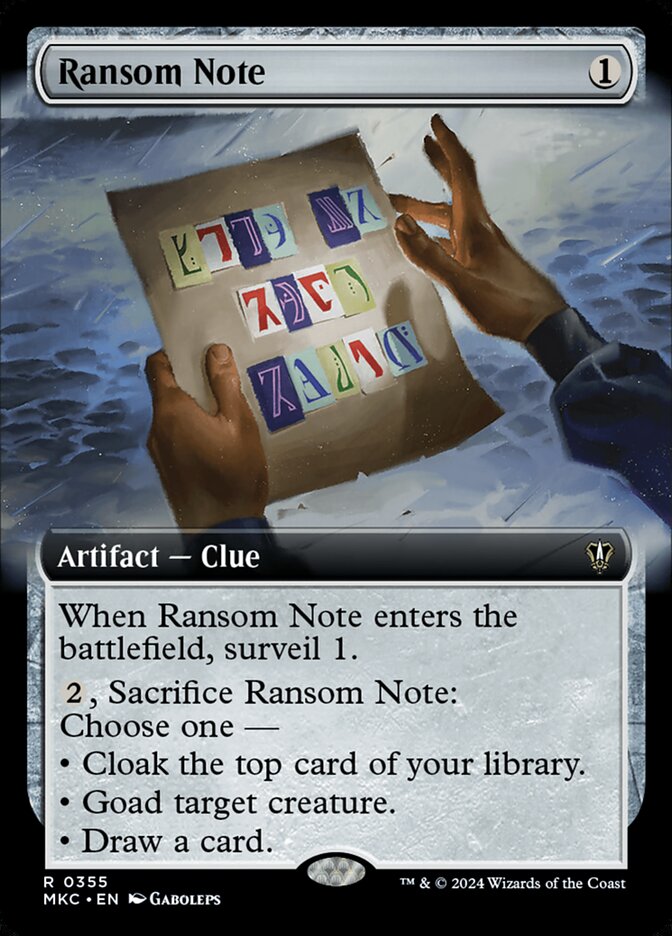 Ransom Note 355/311 (Commander: Murders at Karlov Manor)  - Extended Art | Good Games Modbury