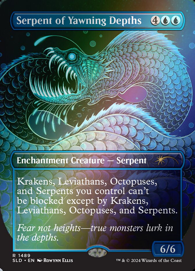 Serpent of Yawning Depths 1489★/1 (Secret Lair Drop Series)  - Borderless Rainbow Foil | Good Games Modbury