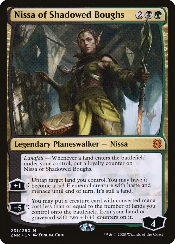 Nissa of Shadowed Boughs 231 (Promo Pack: Zendikar Rising)  - Foil | Good Games Modbury