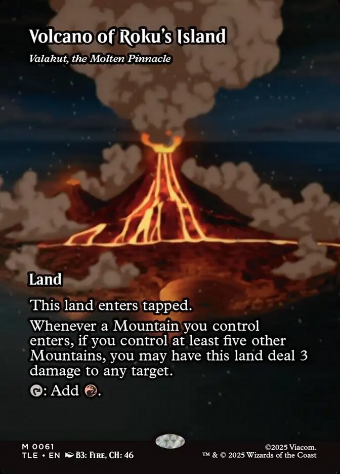 Volcano of Roku's Island - Valakut, the Molten Pinnacle 61 (Avatar: The Last Airbender: Eternal-Legal)  - Borderless Foil | Good Games Modbury