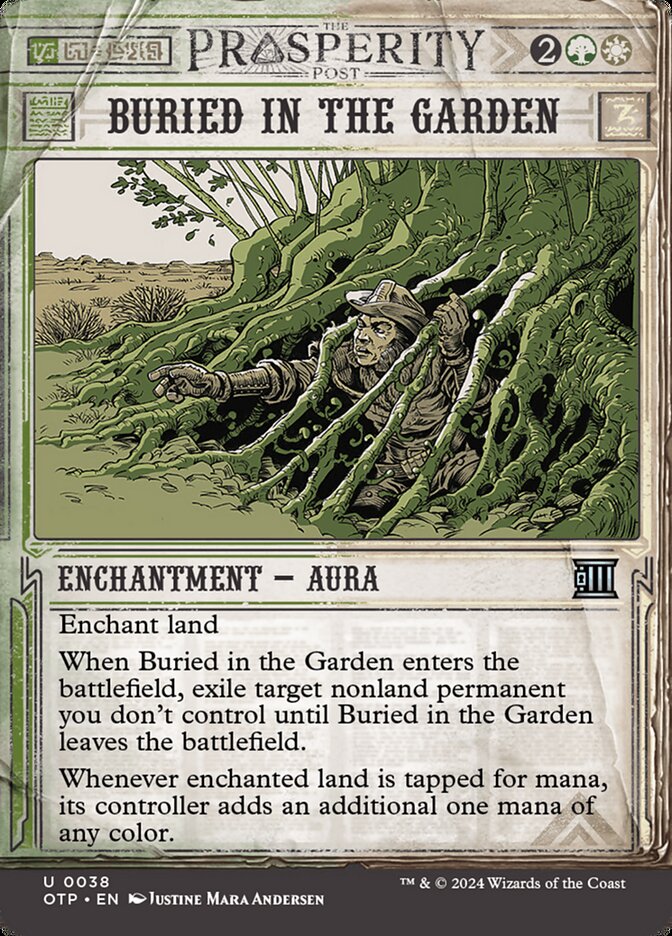 Buried in the Garden 38/65 (Outlaws of Thunder Junction: Breaking News)  - Showcase Foil | Good Games Modbury