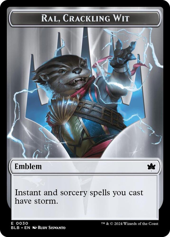 Emblem Ral Crackling Wit Bushy Bodyguard Double Sided Token 30 // 20 (Bloomburrow)  - Foil | Good Games Modbury