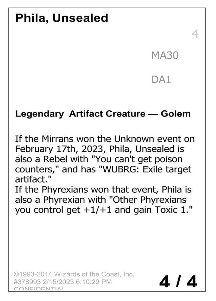 Phila Unsealed MA30/477 (Un-Known Event Playtest Cards)  | Good Games Modbury