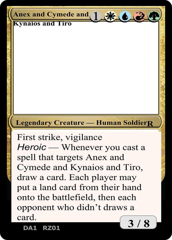 Anax and Cymede and Kynaios and Tiro RZ01a/477 (Un-Known Event Playtest Cards)  | Good Games Modbury