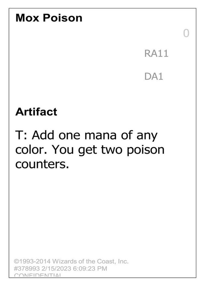 Mox Poison RA11b/477 (Un-Known Event Playtest Cards)  | Good Games Modbury