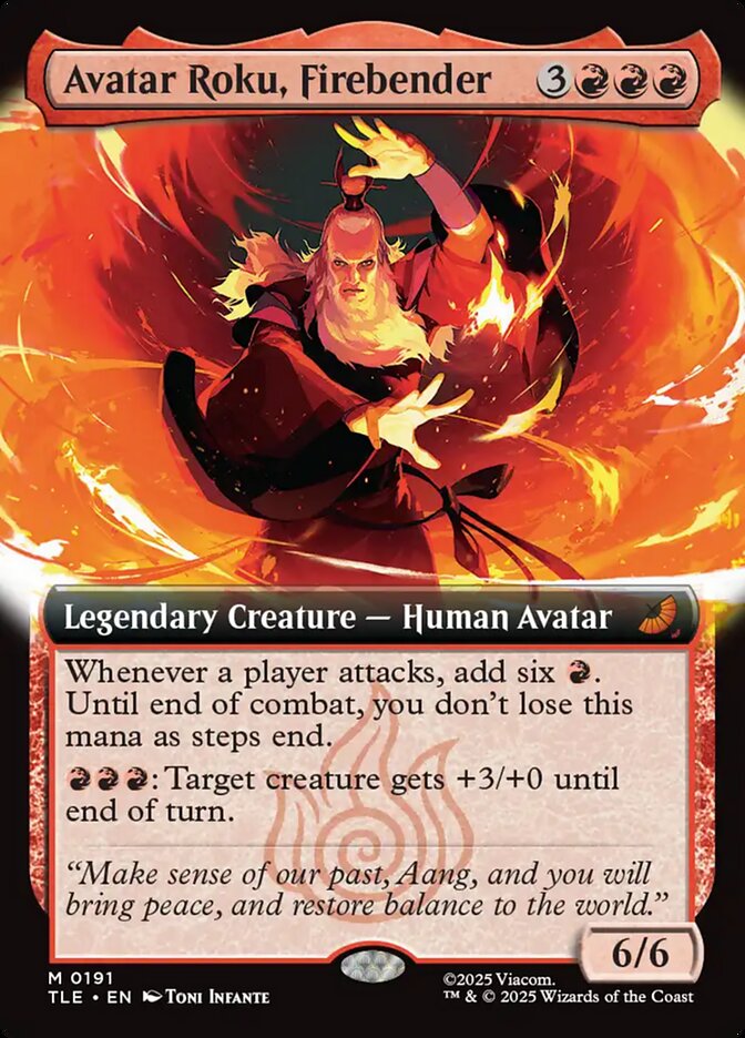 Avatar Roku, Firebender 191 (Avatar: The Last Airbender: Eternal-Legal)  - Extended Art Foil | Good Games Modbury