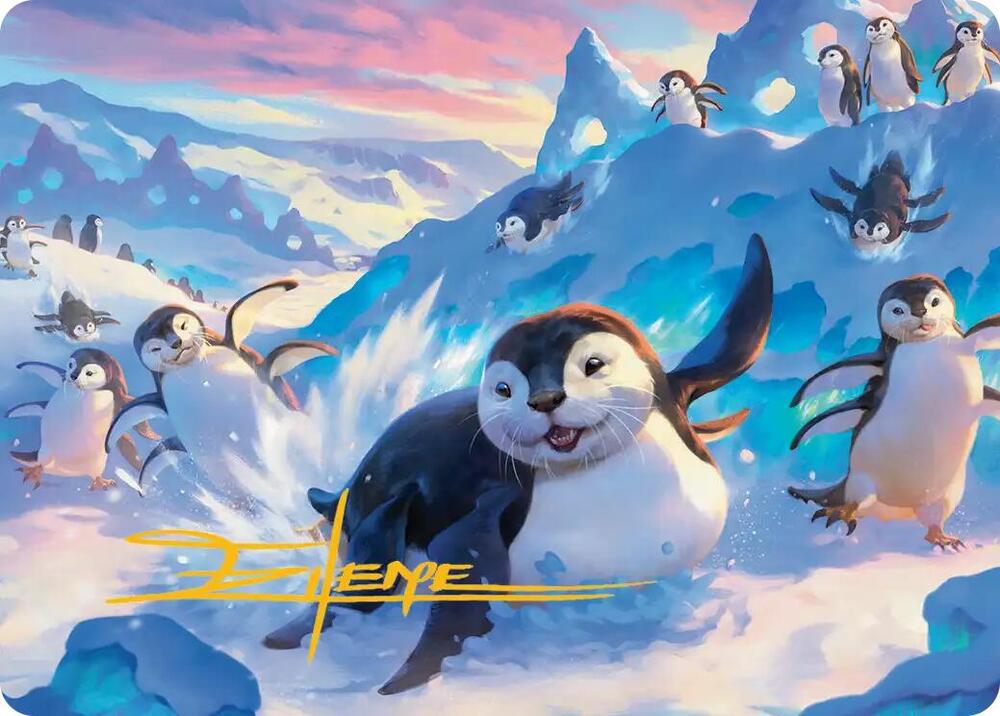 Otter Penguin Art Card Gold Stamped Signature 4 (Art Series: Avatar: The Last Airbender)  | Good Games Modbury