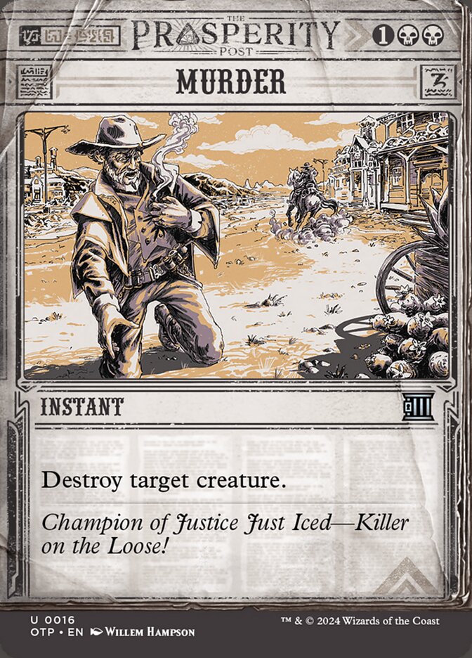 Murder 16/65 (Outlaws of Thunder Junction: Breaking News)  - Showcase Foil | Good Games Modbury