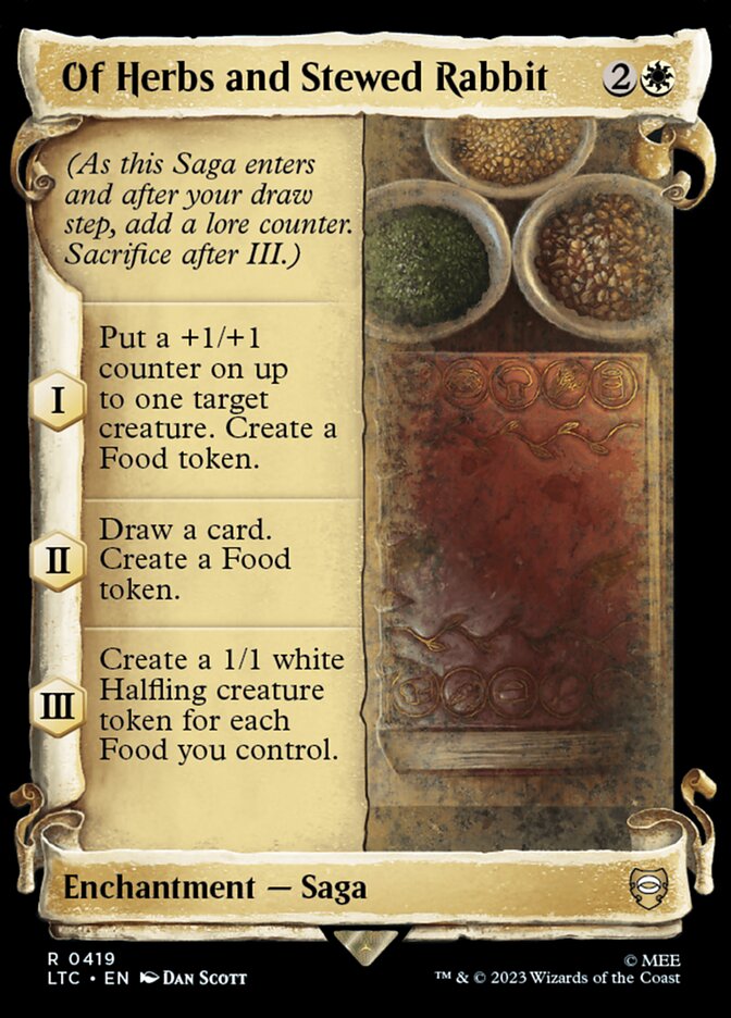 Of Herbs and Stewed Rabbit Showcase Scrolls 419 (Commander: The Lord of the Rings: Tales of Middle-earth)  - Showcase Scroll Foil | Good Games Modbury