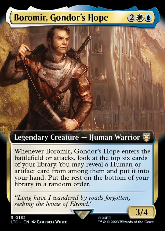 Boromir, Gondor's Hope 132/347 (Commander: The Lord of the Rings: Tales of Middle-earth)  - Extended Art | Good Games Modbury