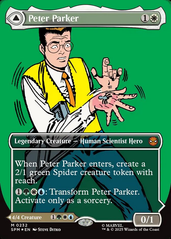 Peter Parker // Amazing Spider-Man 232/198 (Marvel's Spider-Man)  - Borderless Foil | Good Games Modbury