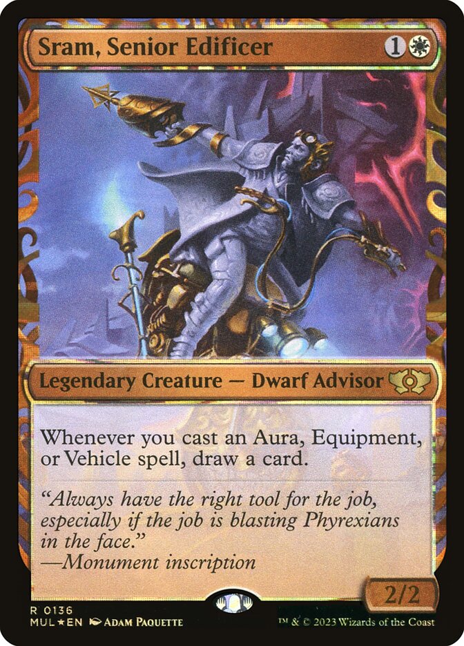 Sram, Senior Edificer 136/65 (March of the Machine: Multiverse Legends)  - Showcase Halo Foil | Good Games Modbury