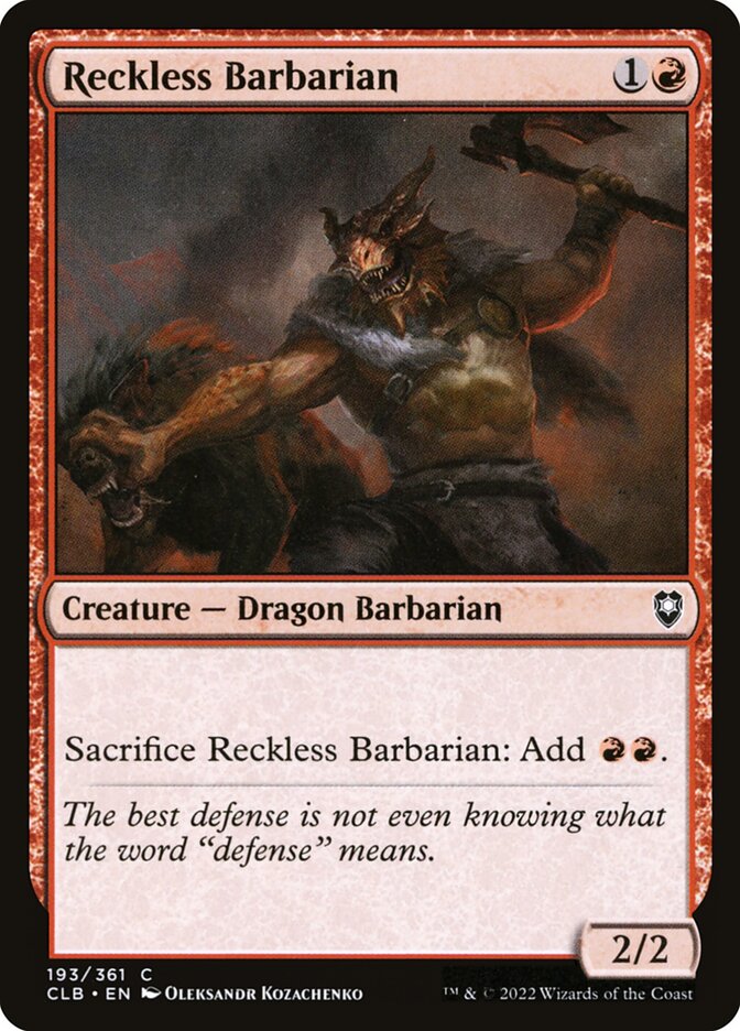 Reckless Barbarian 193/361 (Commander Legends: Battle for Baldur's Gate)  | Good Games Modbury