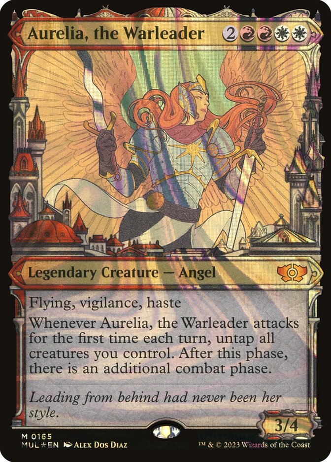 Aurelia, the Warleader 165/65 (March of the Machine: Multiverse Legends)  - Showcase Halo Foil | Good Games Modbury