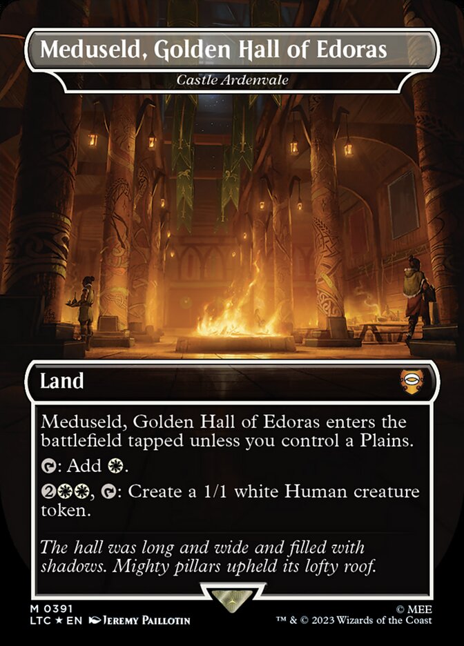 Meduseld Golden Hall of Edoras Castle Ardenvale Borderless Surge Foil 391 (Commander: The Lord of the Rings: Tales of Middle-earth)  - Borderless Surge Foil | Good Games Modbury