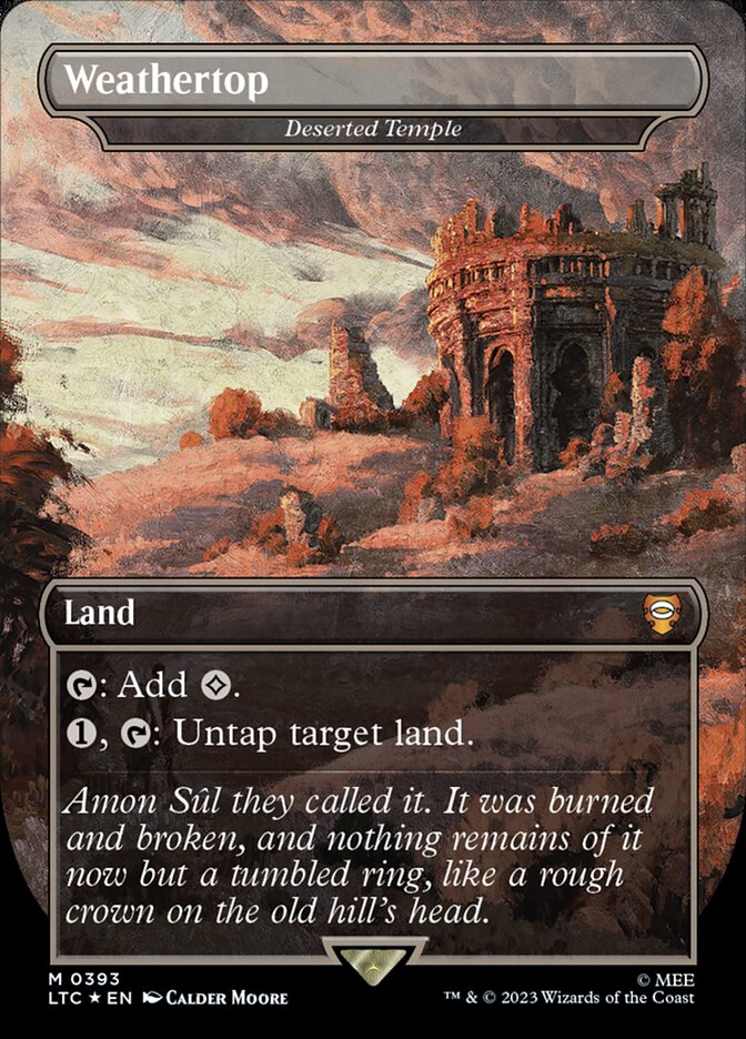 Weathertop Deserted Temple Borderless Surge Foil 393 (Commander: The Lord of the Rings: Tales of Middle-earth)  - Borderless Foil | Good Games Modbury