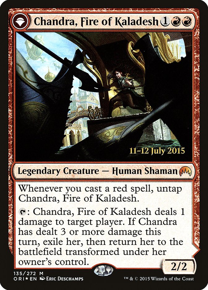 Chandra, Fire of Kaladesh // Chandra, Roaring Flame 135s/54 (Prerelease Cards)  - Foil | Good Games Modbury