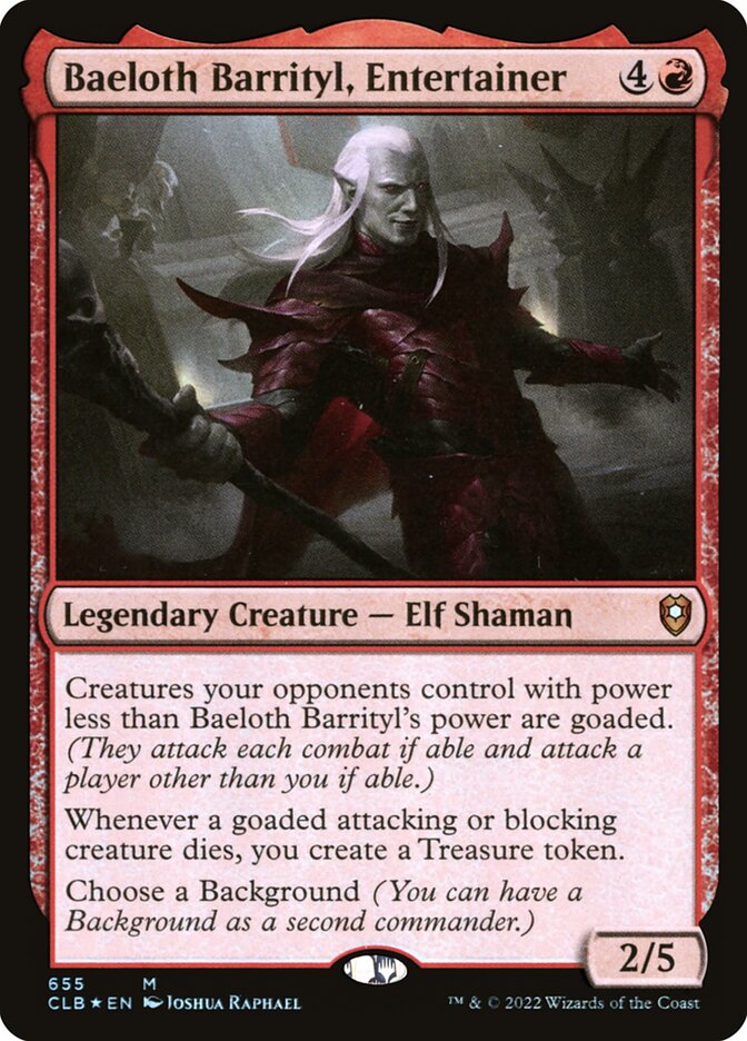 Baeloth Barrityl Entertainer 655 (Commander Legends: Battle for Baldur's Gate)  - Foil | Good Games Modbury