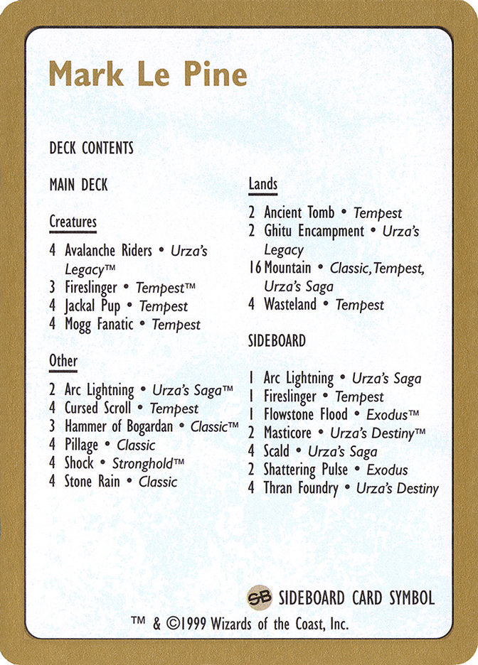 Mark Le Pine Decklist  (World Championship Decks)  | Good Games Modbury