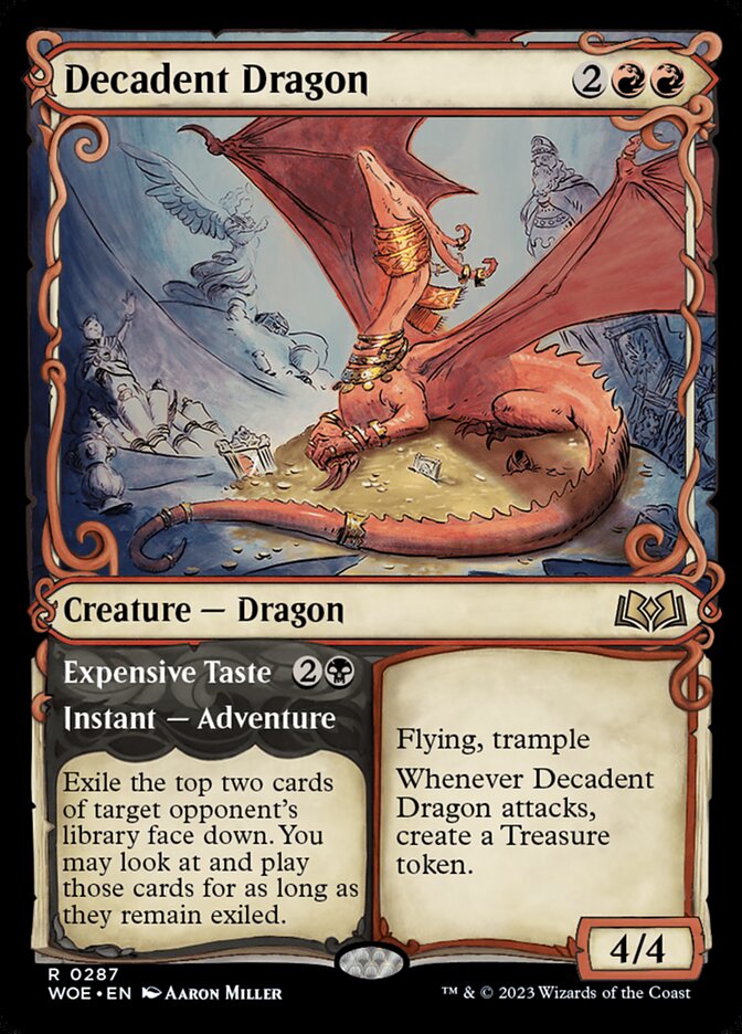 Decadent Dragon // Expensive Taste 287/276 (Wilds of Eldraine)  - Showcase Foil | Good Games Modbury