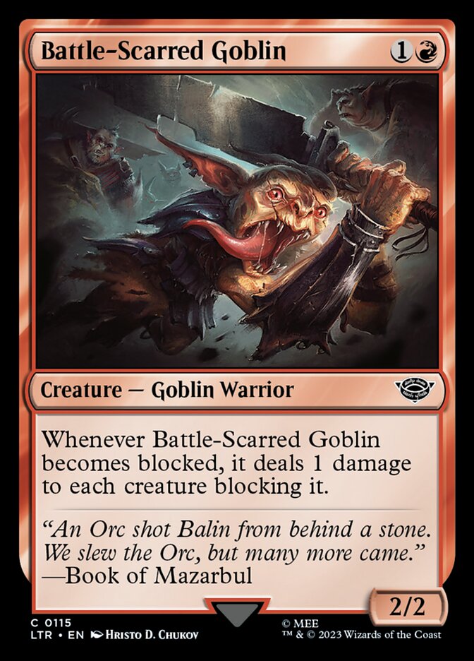 Battle-Scarred Goblin 115/281 (Universes Beyond: The Lord of the Rings: Tales of Middle-earth)  - Foil | Good Games Modbury