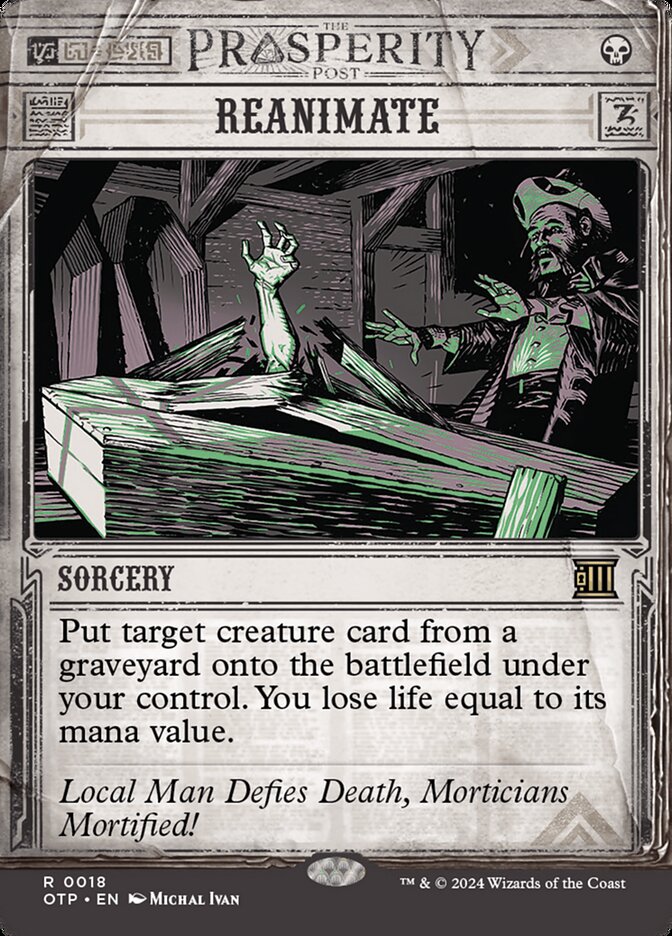 Reanimate 18 (Outlaws of Thunder Junction: Breaking News)  - Showcase Foil | Good Games Modbury