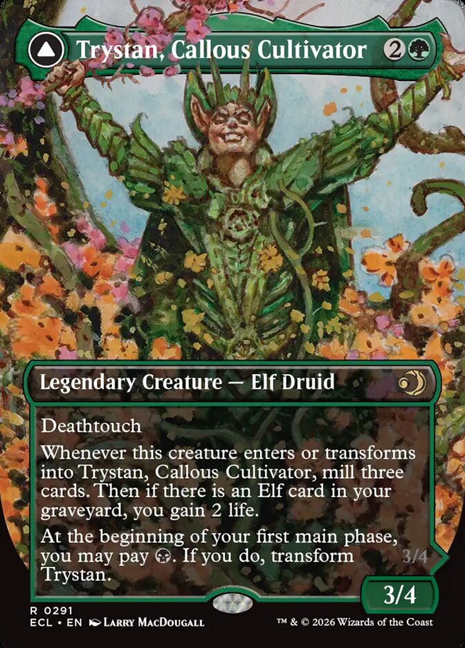 Trystan, Callous Cultivator // Trystan, Penitent Culler  291/273 (Lorwyn Eclipsed)  - Borderless Foil | Good Games Modbury