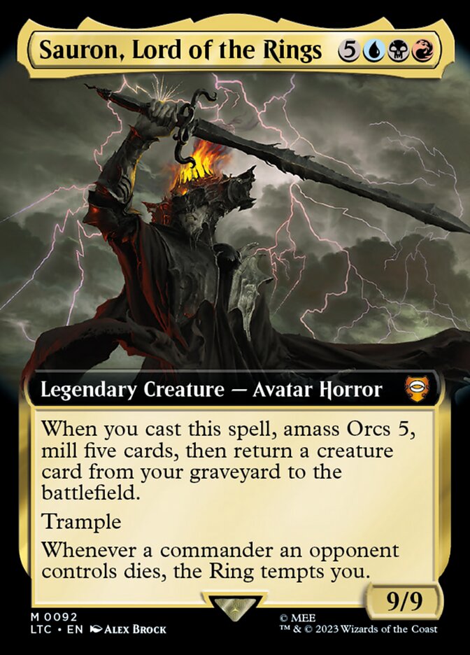 Sauron, Lord of the Rings 92/347 (Commander: The Lord of the Rings: Tales of Middle-earth)  - Extended Art | Good Games Modbury