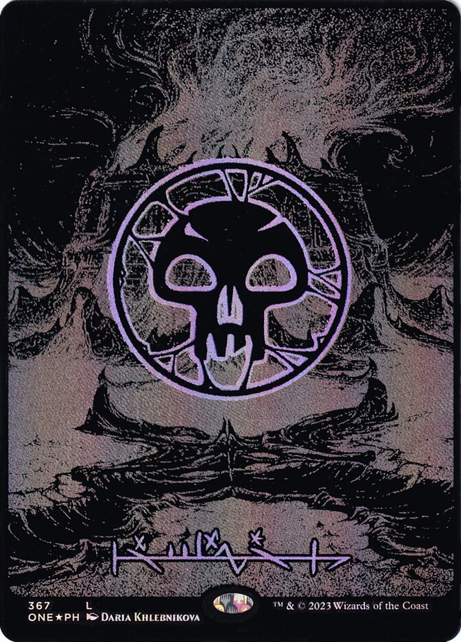 Swamp 367 (Phyrexia: All Will Be One)  - Oil Slick Foil | Good Games Modbury