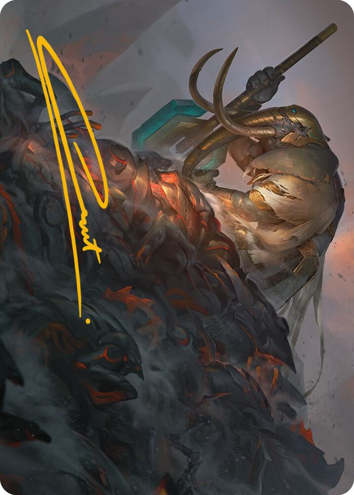 Against All Odds Art Card Gold Stamped Signature 1 (Art Series: Phyrexia: All Will Be One)  | Good Games Modbury