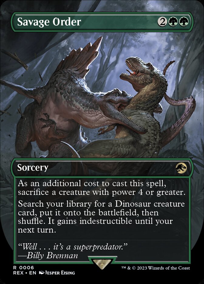 Savage Order 6 (Universes Beyond: Jurassic World Collection)  - Borderless Foil | Good Games Modbury