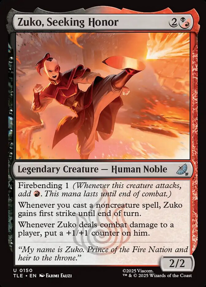Zuko, Seeking Honor 150/317 (Avatar: The Last Airbender: Eternal-Legal)  | Good Games Modbury