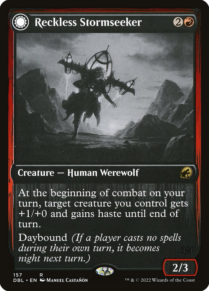 Reckless Stormseeker // Storm-Charged Slasher 157/534 (Innistrad: Double Feature)  - Foil | Good Games Modbury