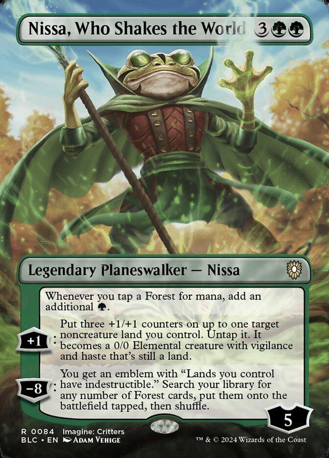 Nissa, Who Shakes the World 84 (Commander: Bloomburrow)  - Borderless Foil | Good Games Modbury