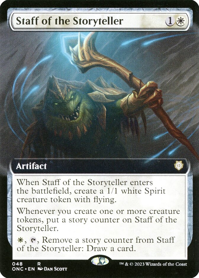 Staff of the Storyteller 48/28 (Commander: Phyrexia: All Will Be One)  - Extended Art | Good Games Modbury