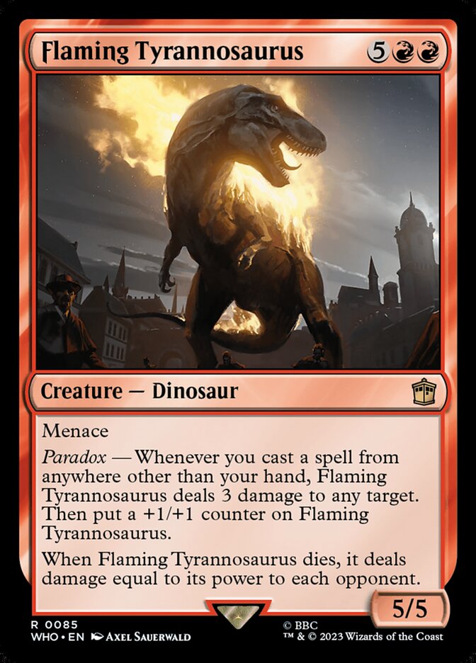 Flaming Tyrannosaurus 85/331 (Universes Beyond: Doctor Who)  - Foil | Good Games Modbury