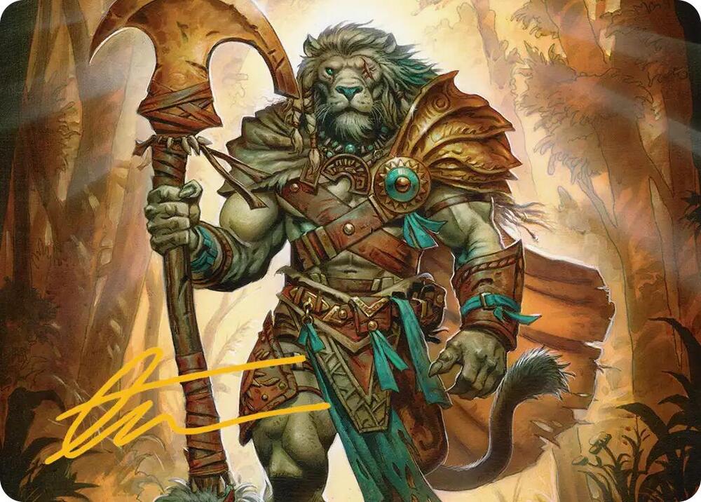 Ajani Outland Chaperone Art Card Gold Stamped Signature 28 (Art Series: Lorwyn Eclipsed)  | Good Games Modbury