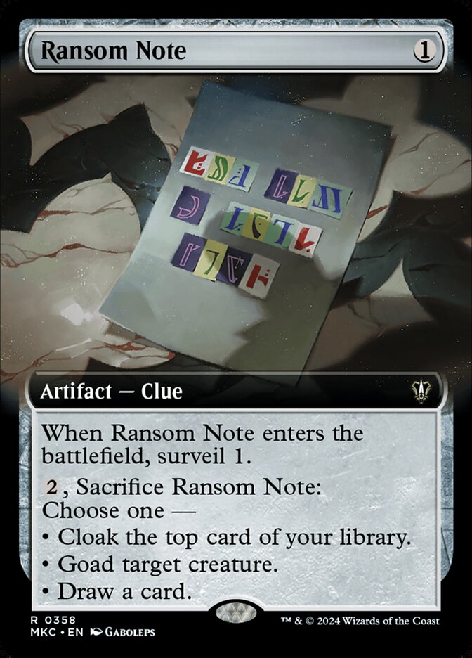 Ransom Note 358/311 (Commander: Murders at Karlov Manor)  - Extended Art | Good Games Modbury
