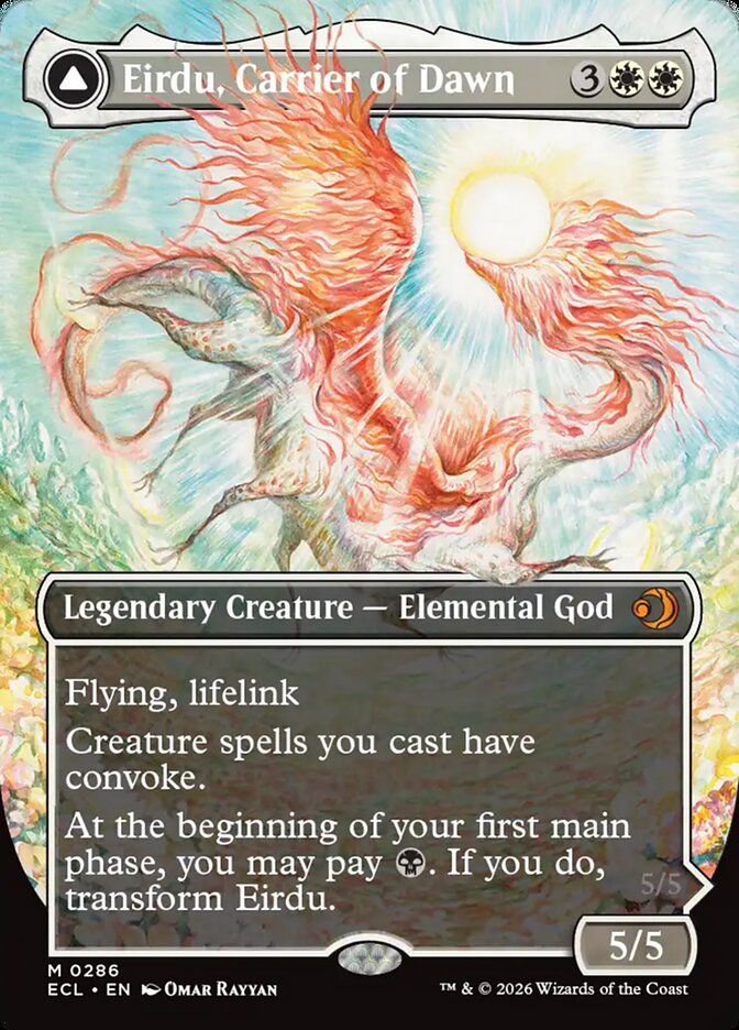 Eirdu, Carrier of Dawn // Isilu, Carrier of Twilight 286/273 (Lorwyn Eclipsed)  - Borderless | Good Games Modbury