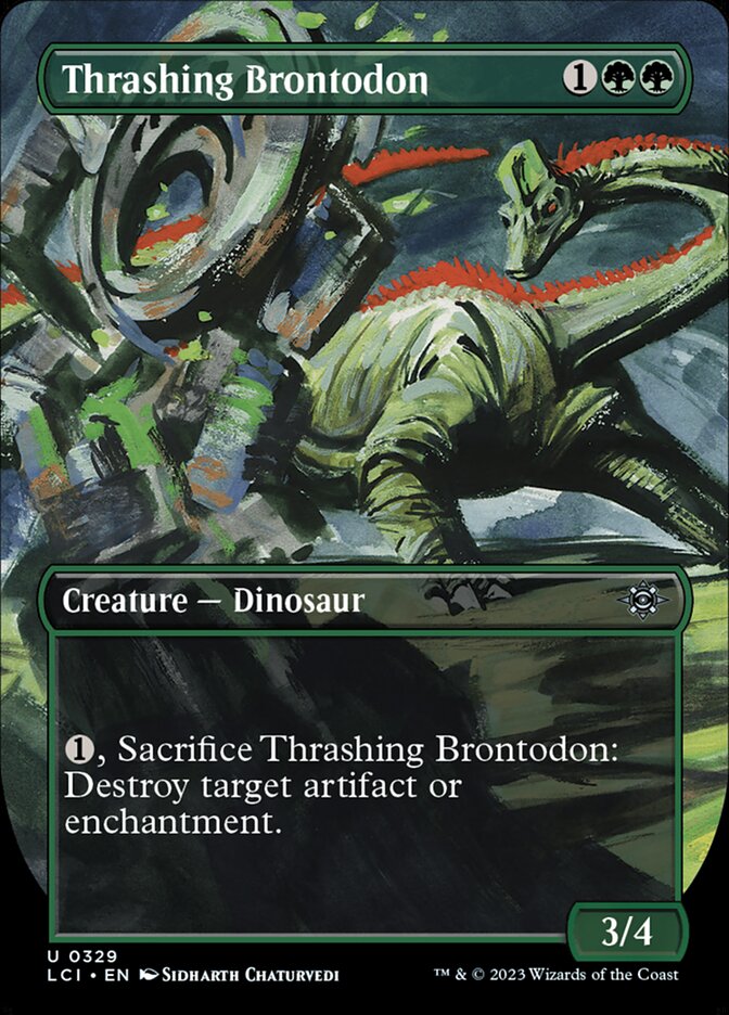 Thrashing Brontodon 329 (The Lost Caverns of Ixalan)  - Borderless Foil | Good Games Modbury