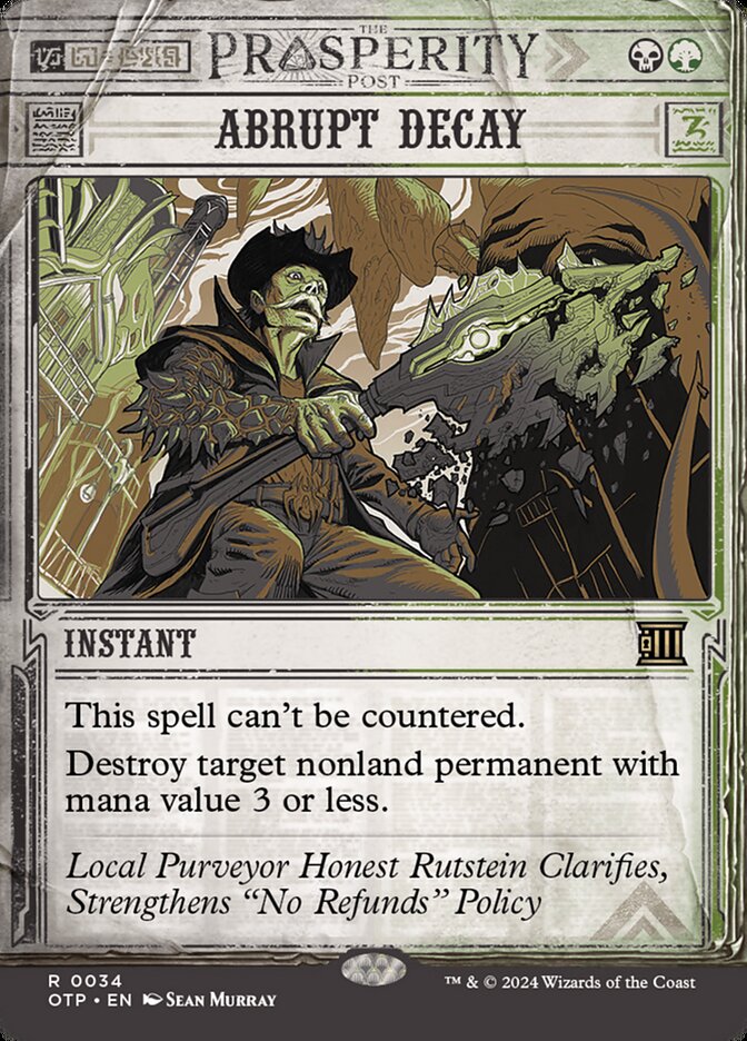 Abrupt Decay 34/65 (Outlaws of Thunder Junction: Breaking News)  - Showcase Foil | Good Games Modbury