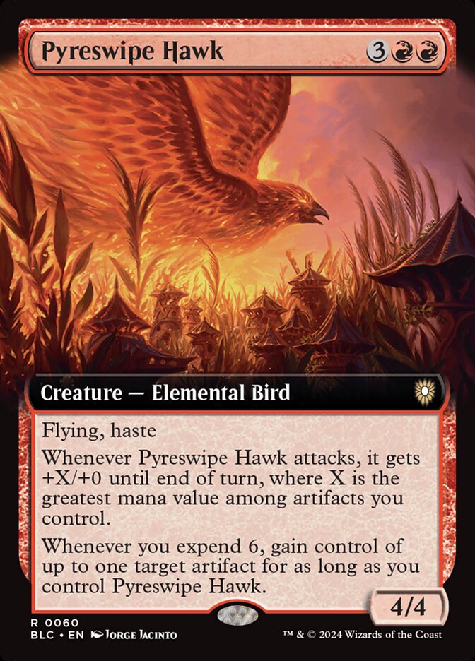 Pyreswipe Hawk 60/40 (Commander: Bloomburrow)  - Extended Art | Good Games Modbury