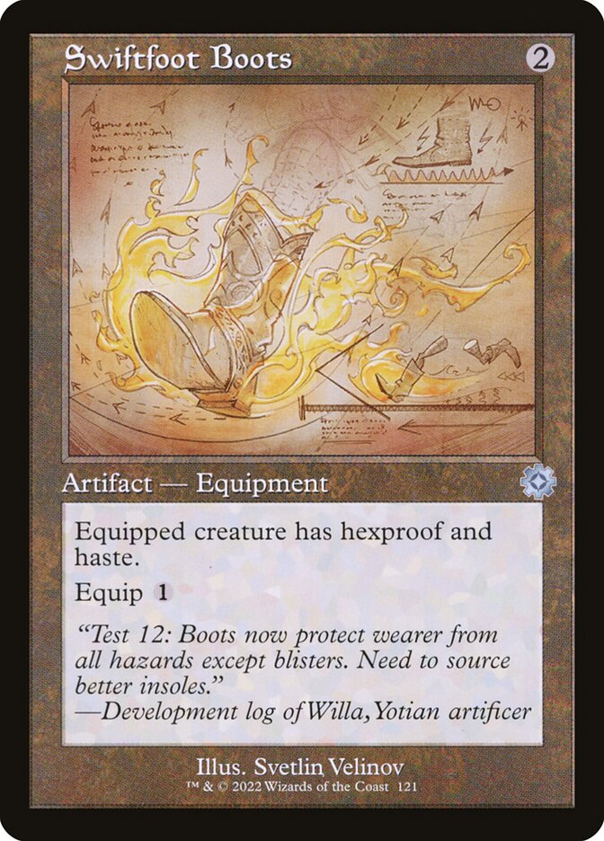 Swiftfoot Boots Schematic 121 (The Brothers' War: Retro Frame Artifacts)  - Foil | Good Games Modbury