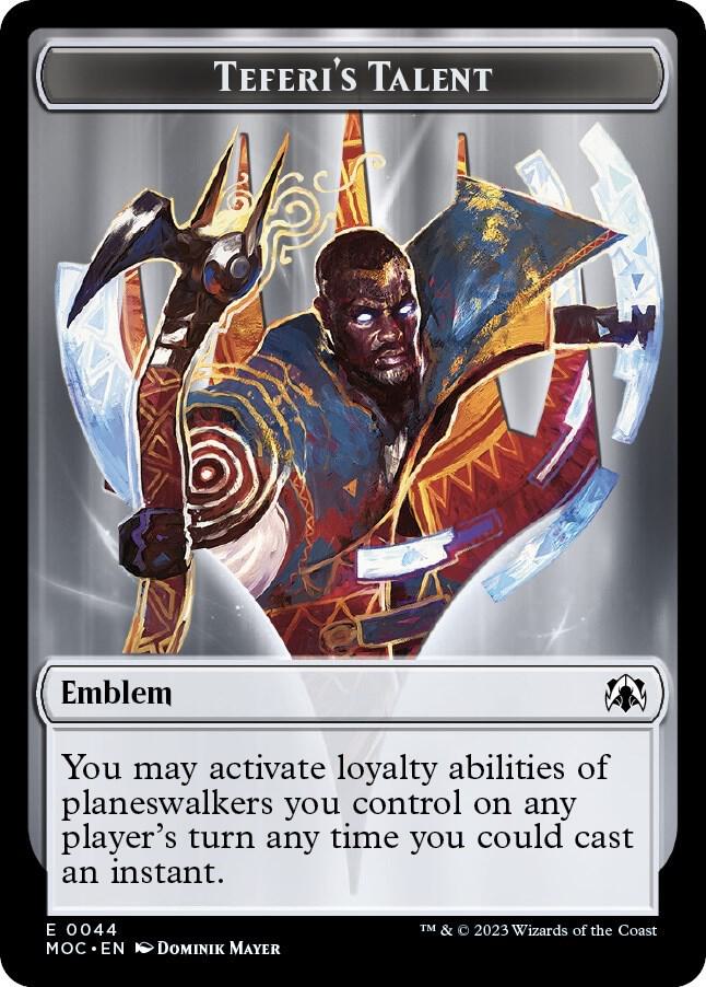Emblem Teferis Talent Phyrexian Myr Double Sided Token 44 // 1 (Commander: March of the Machine)  - Foil | Good Games Modbury
