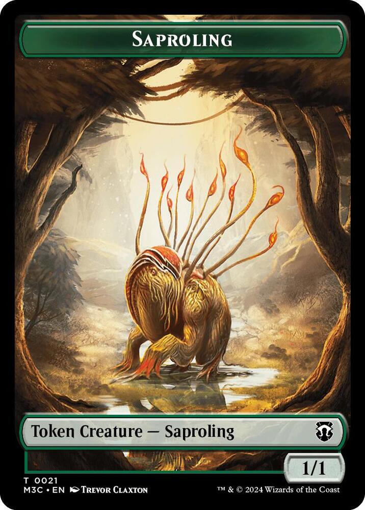 Saproling Emblem Garruk Apex Predator Double Sided Token 21 // 27 (Commander: Modern Horizons 3)  - Ripple Foil | Good Games Modbury