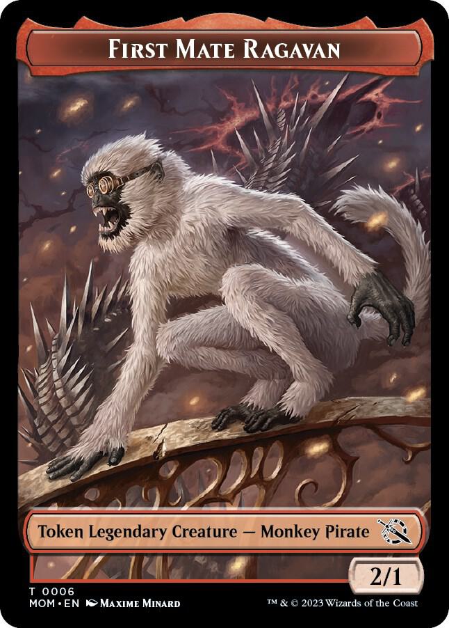 First Mate Ragavan Emblem Teferis Talent Double Sided Token 6 // 44 (Commander: March of the Machine)  - Foil | Good Games Modbury