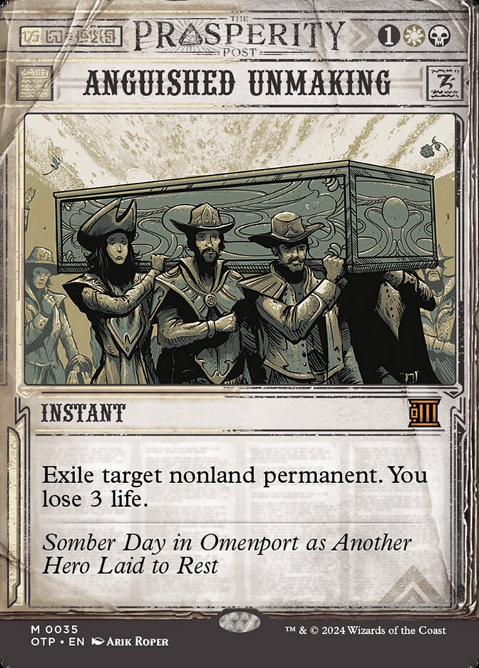 Anguished Unmaking 35/65 (Outlaws of Thunder Junction: Breaking News)  - Showcase Foil | Good Games Modbury