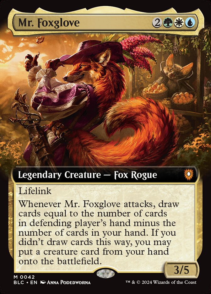 Mr. Foxglove 42 (Commander: Bloomburrow)  - Extended Art | Good Games Modbury