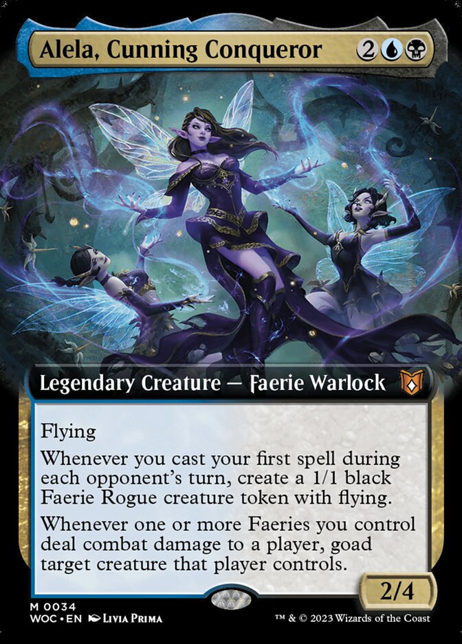 Alela, Cunning Conqueror 34/173 (Commander: Wilds of Eldraine)  - Extended Art | Good Games Modbury