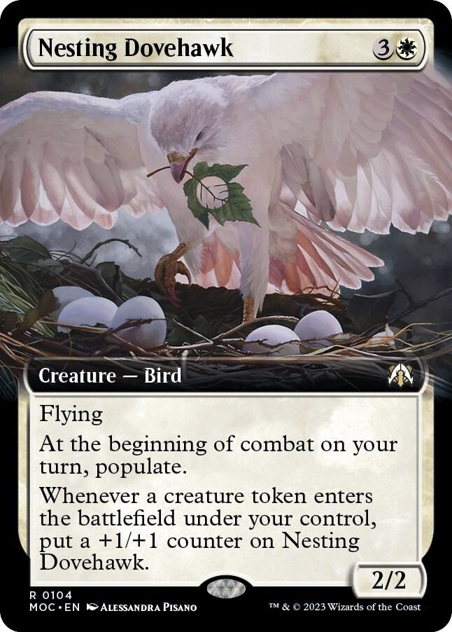 Nesting Dovehawk 104 (Commander: March of the Machine)  - Extended Art | Good Games Modbury